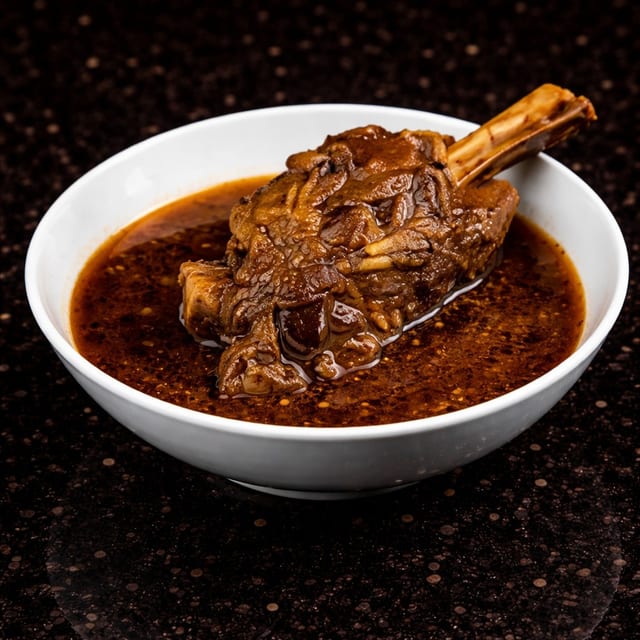 Baghali-Polo with Lamb Shank.